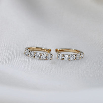 Natural Round Five Stone Hoop Earrings