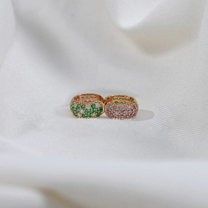 Natural Gemstone Pave Set Huggie Earrings