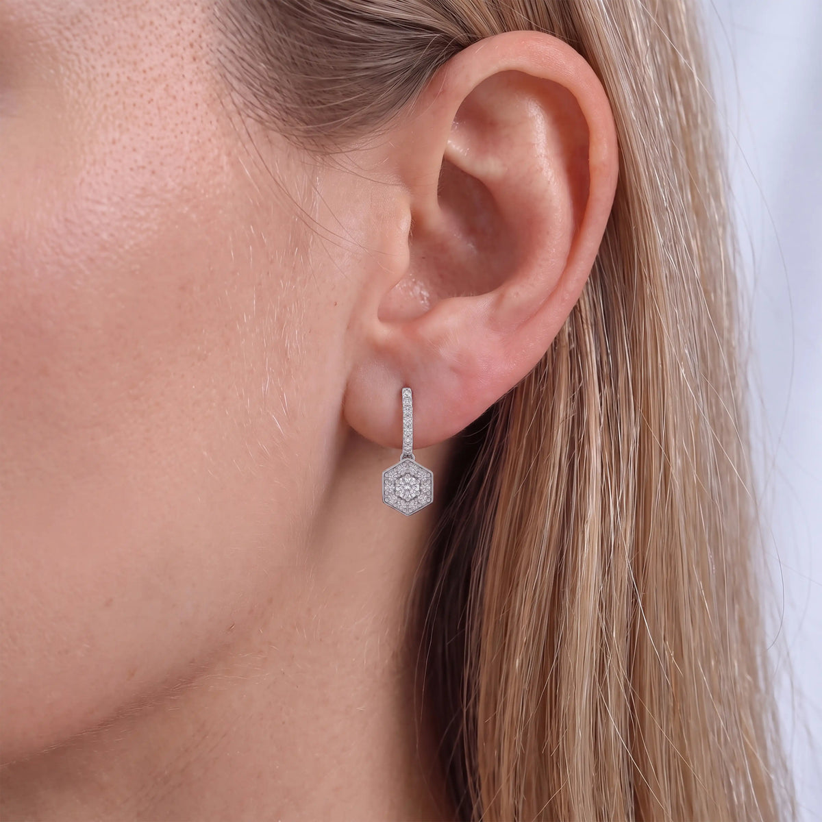 Natural Round Hexagon Shape Drop Earrings