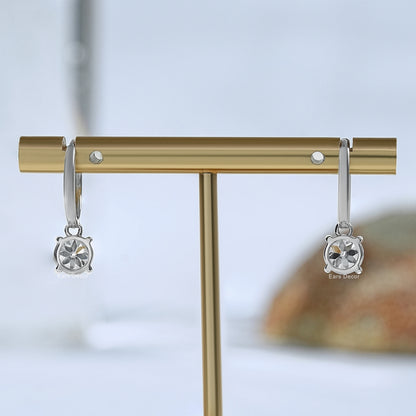 Old European Round Diamond Dangle Earrings