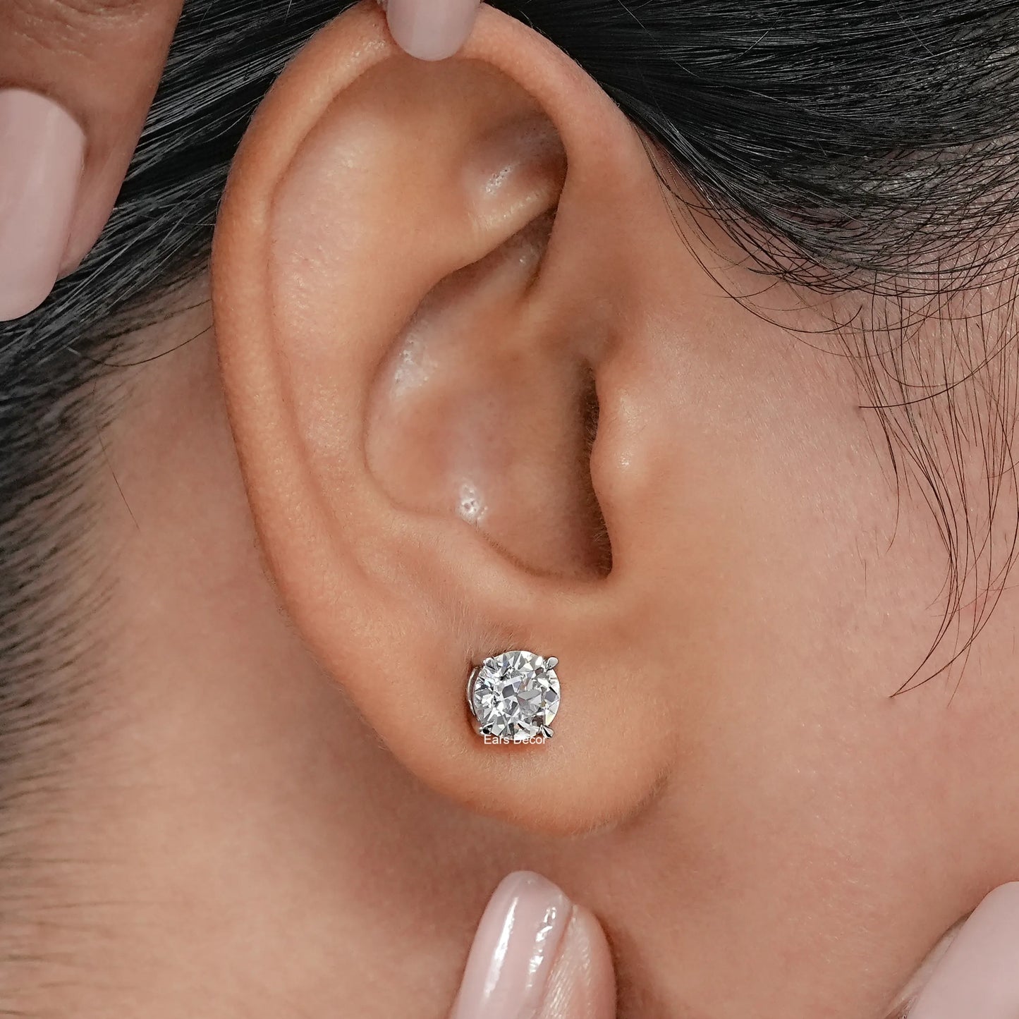 2.00 TCW OEC Round Lab Diamond Solitaire Stud Earrings