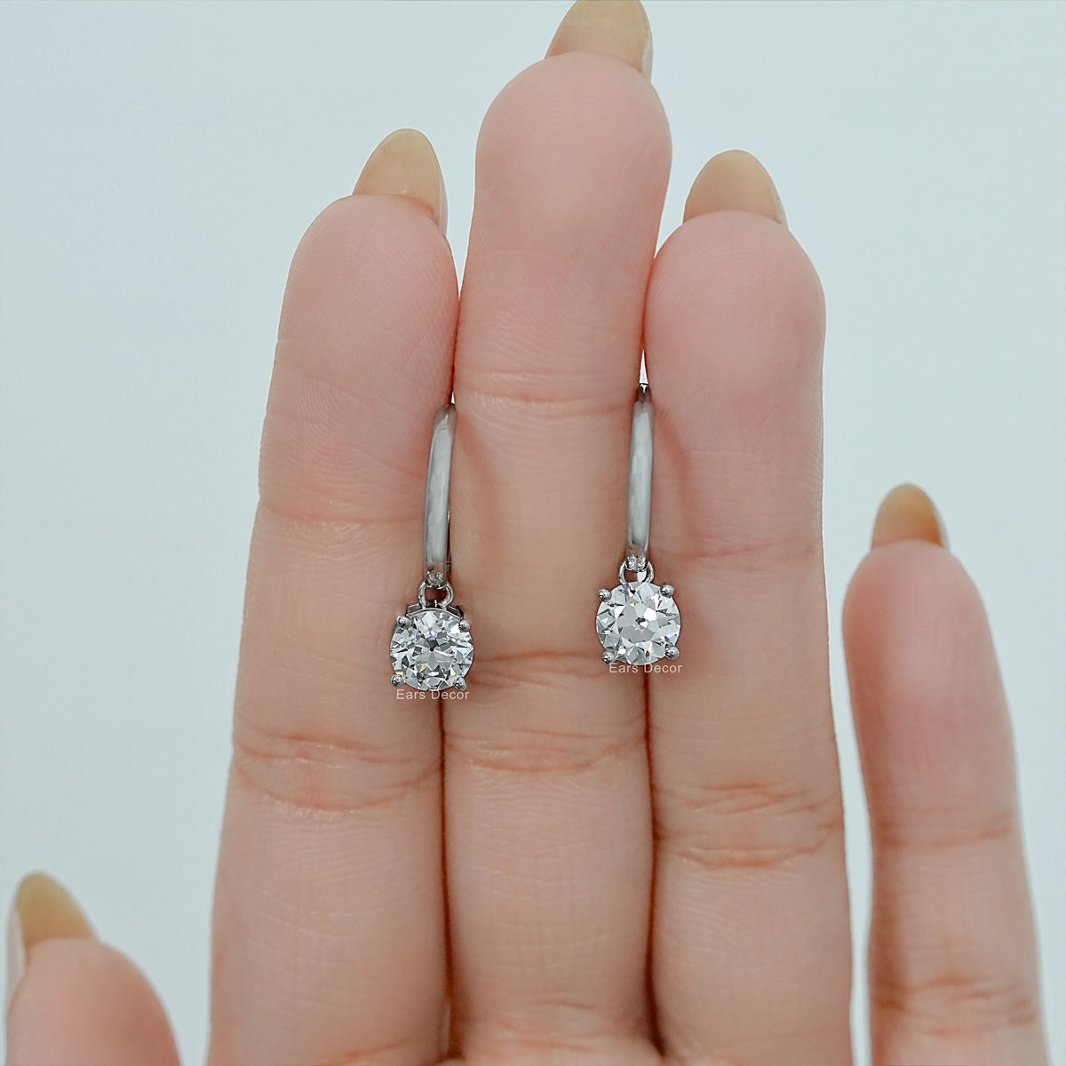 Old European Round Diamond Dangle Earrings