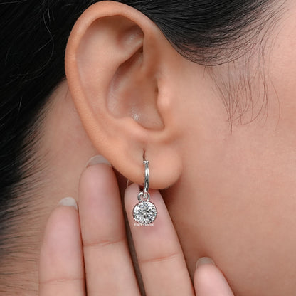 Round Lab Diamond Huggie Hoop Earrings