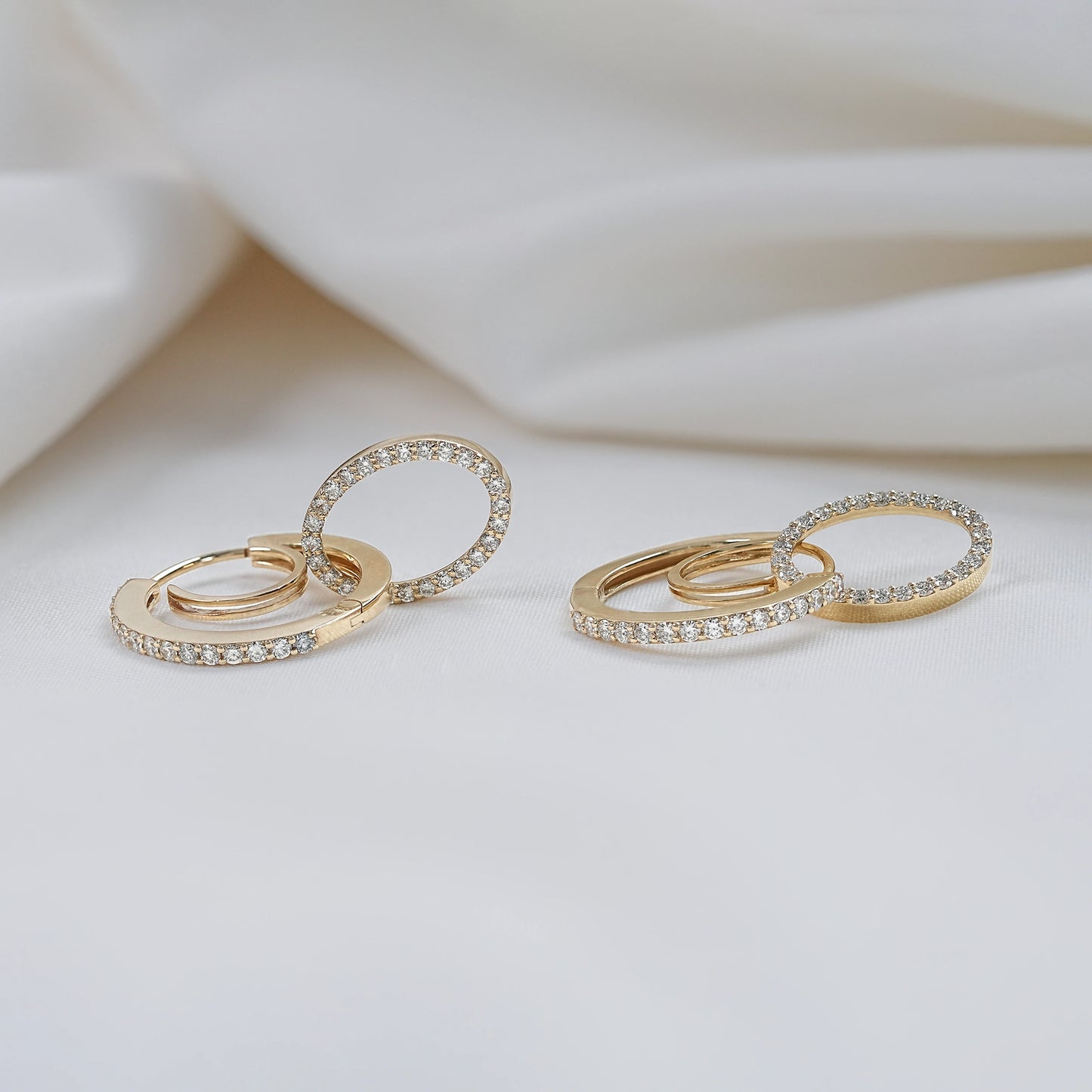 Open Circle Double Link Round Hoop Earrings