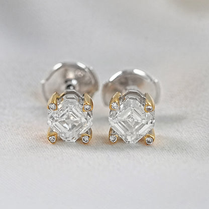 Asscher Cut Lab Diamond Stud Earrings