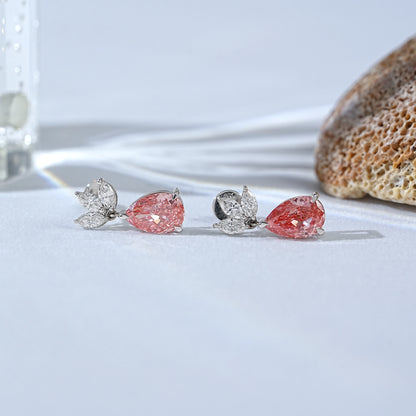 Pink Pear And Marquise Diamond Drop Earrings
