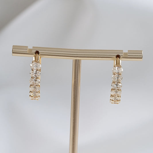 Oval Lab Diamond Huggie Hoop Earrings