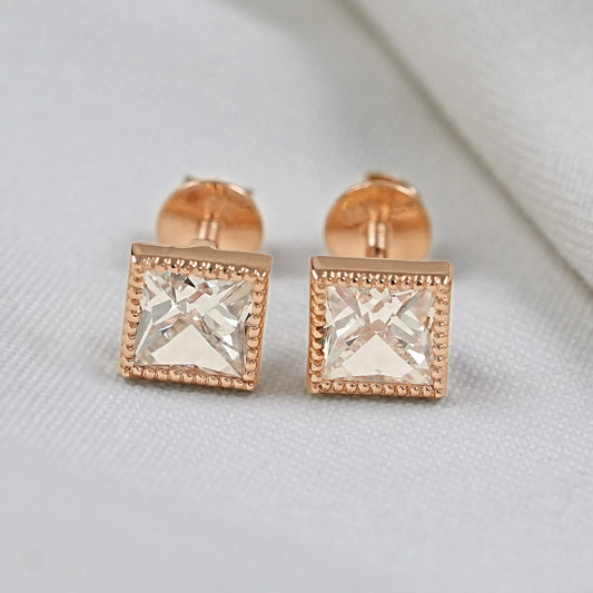 French Cut Diamond Stud Earrings