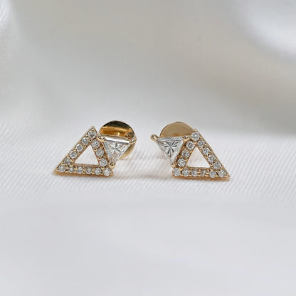 Open Triangle Lab Diamond  Stud Earrings