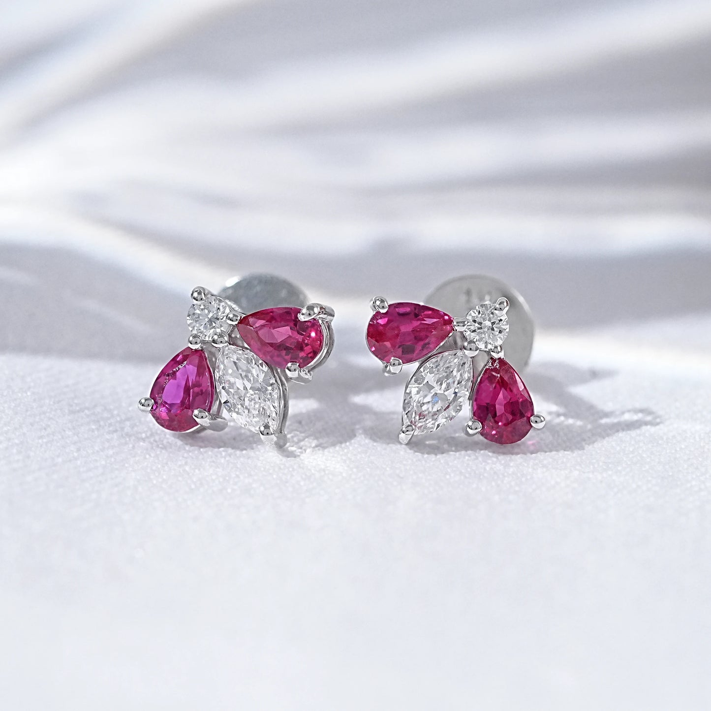 Ruby Pear And Marquise Lab Diamond stud Earrings