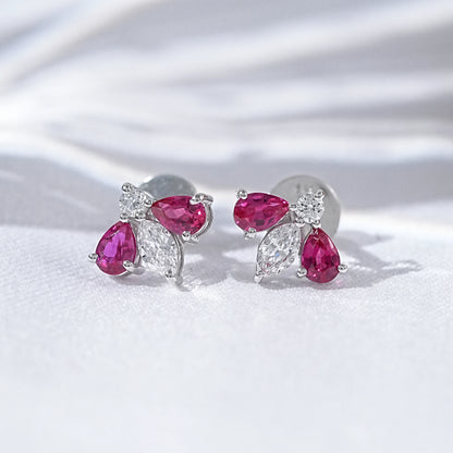 Ruby Pear And Marquise Lab Diamond stud Earrings