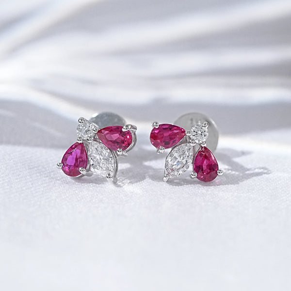 Ruby Pear And Marquise Lab Diamond stud Earrings