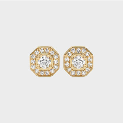 Brilliant Cut Natural Round Octagon Shape Earrings