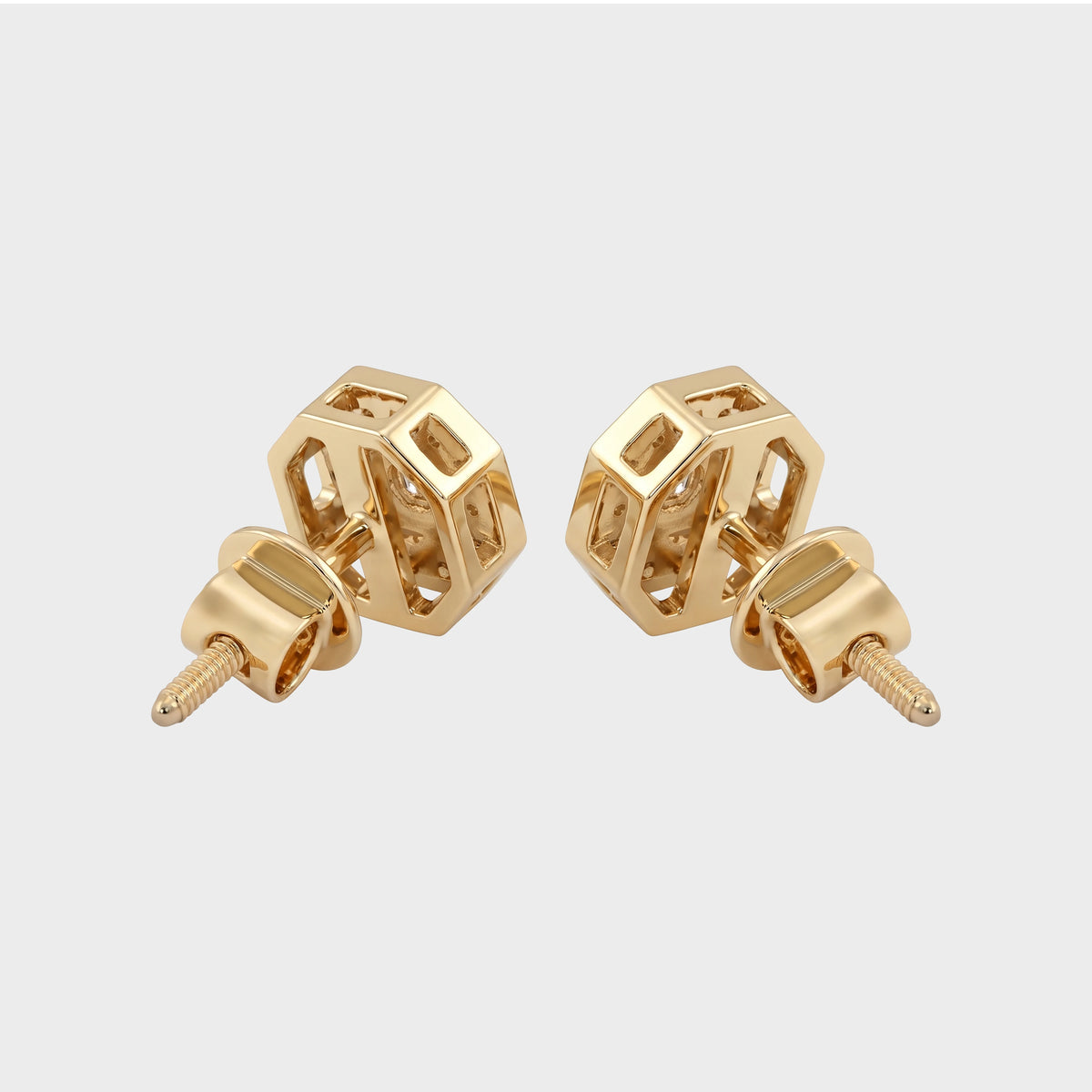 Brilliant Cut Natural Round Octagon Shape Earrings