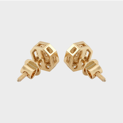 Brilliant Cut Natural Round Octagon Shape Earrings