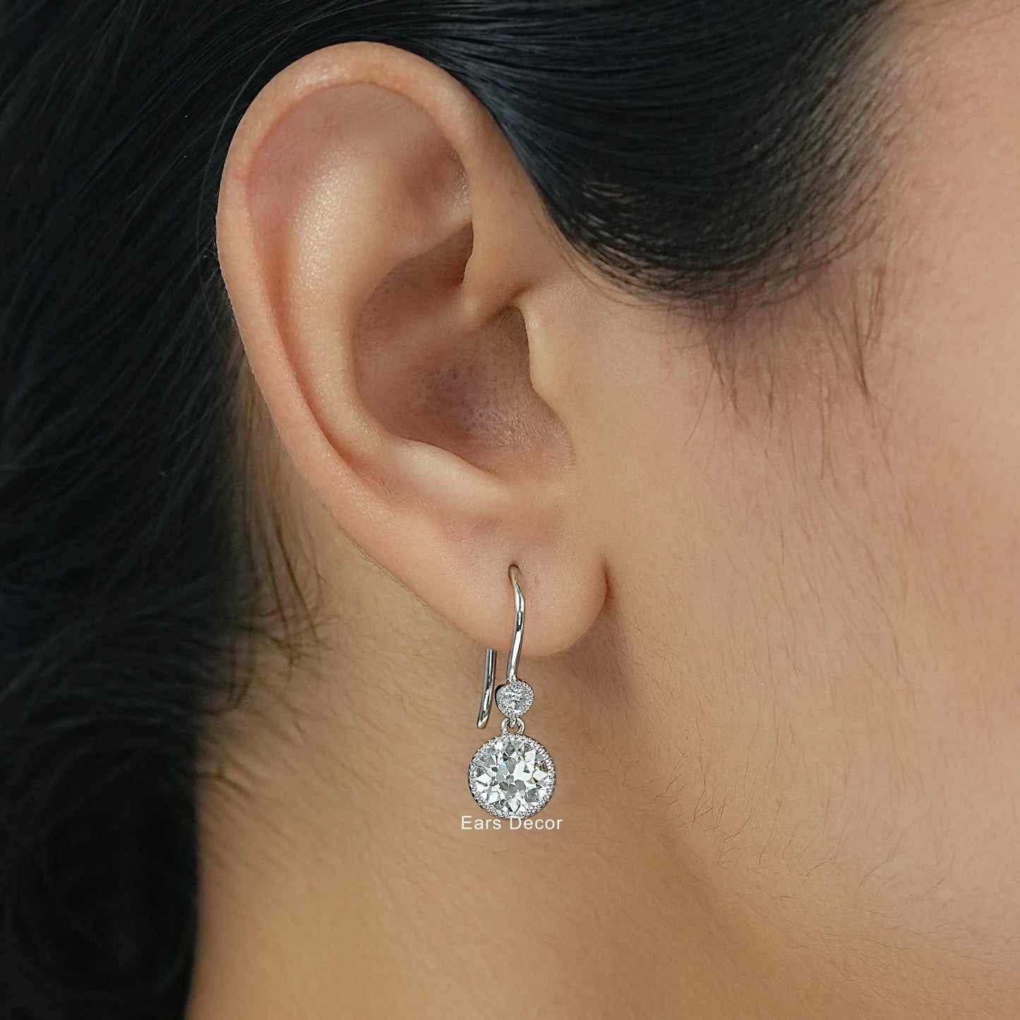 Old European Round Cut Dangle Earring