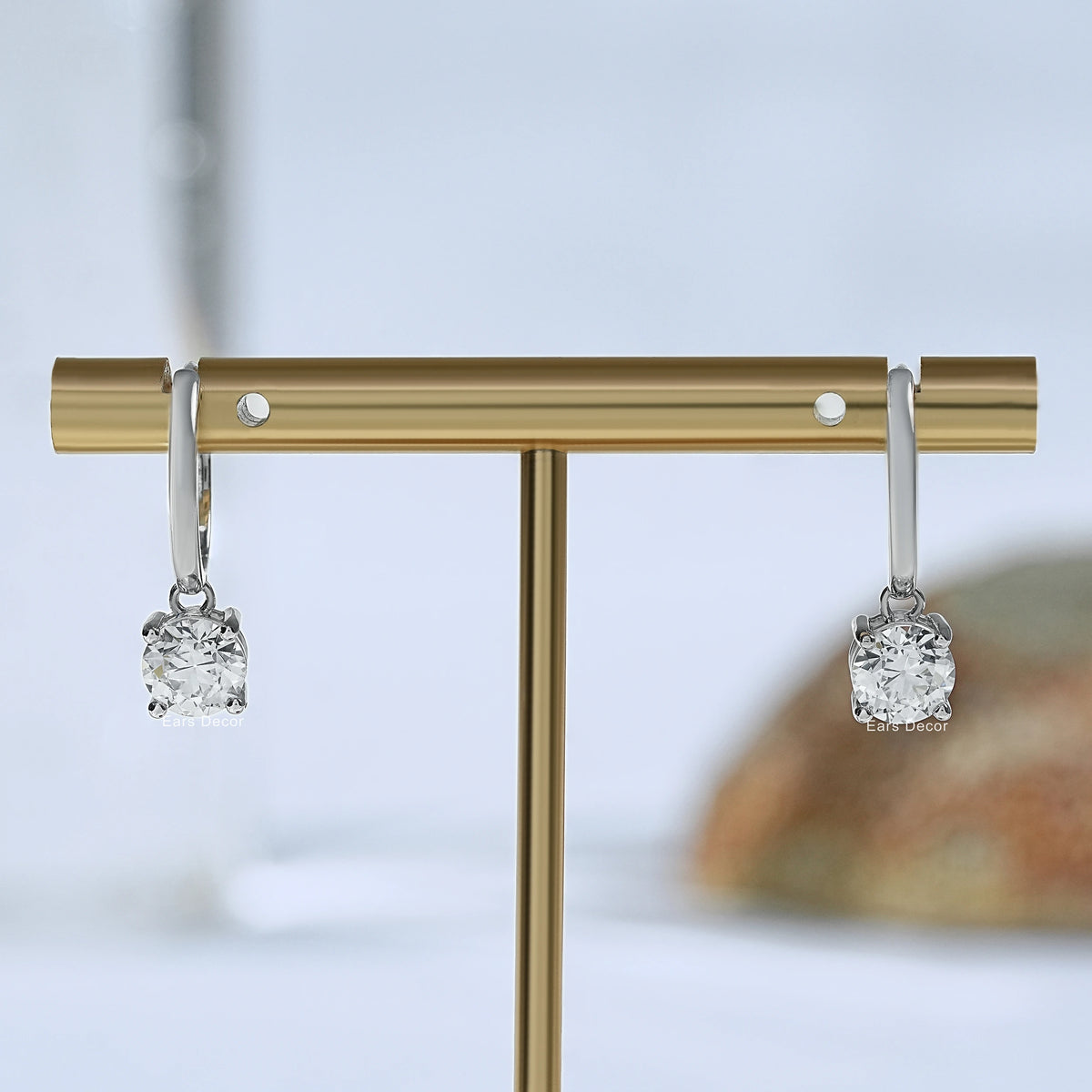Old European Round Diamond Dangle Earrings