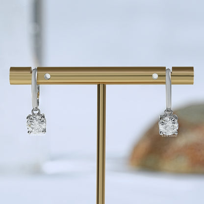Old European Round Diamond Dangle Earrings