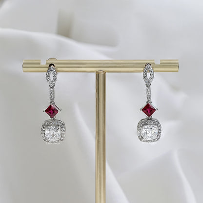 Old Mine Cushion Cut Halo Dangle Earrings