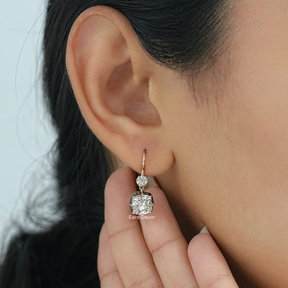 Old Mine Cut Diamond Dangle Drop Earring