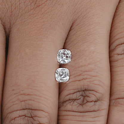 Old Mine Cushion Cut Lab Grown Diamond Pair