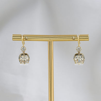 Old Mine Cut Diamond Dangle Drop Earring