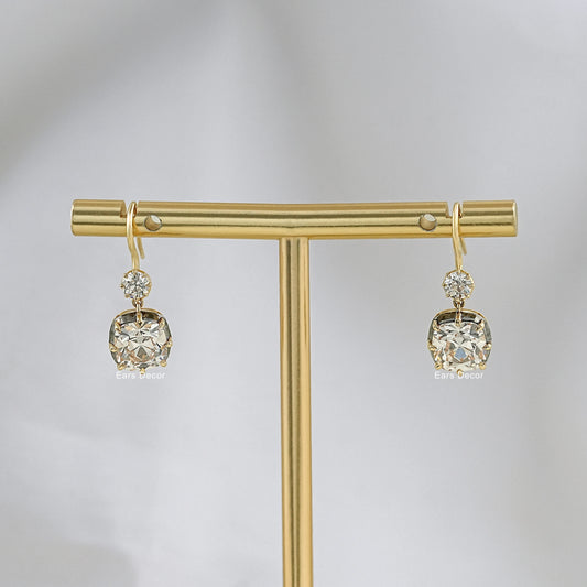 Old Mine Cut Diamond Dangle Drop Earring