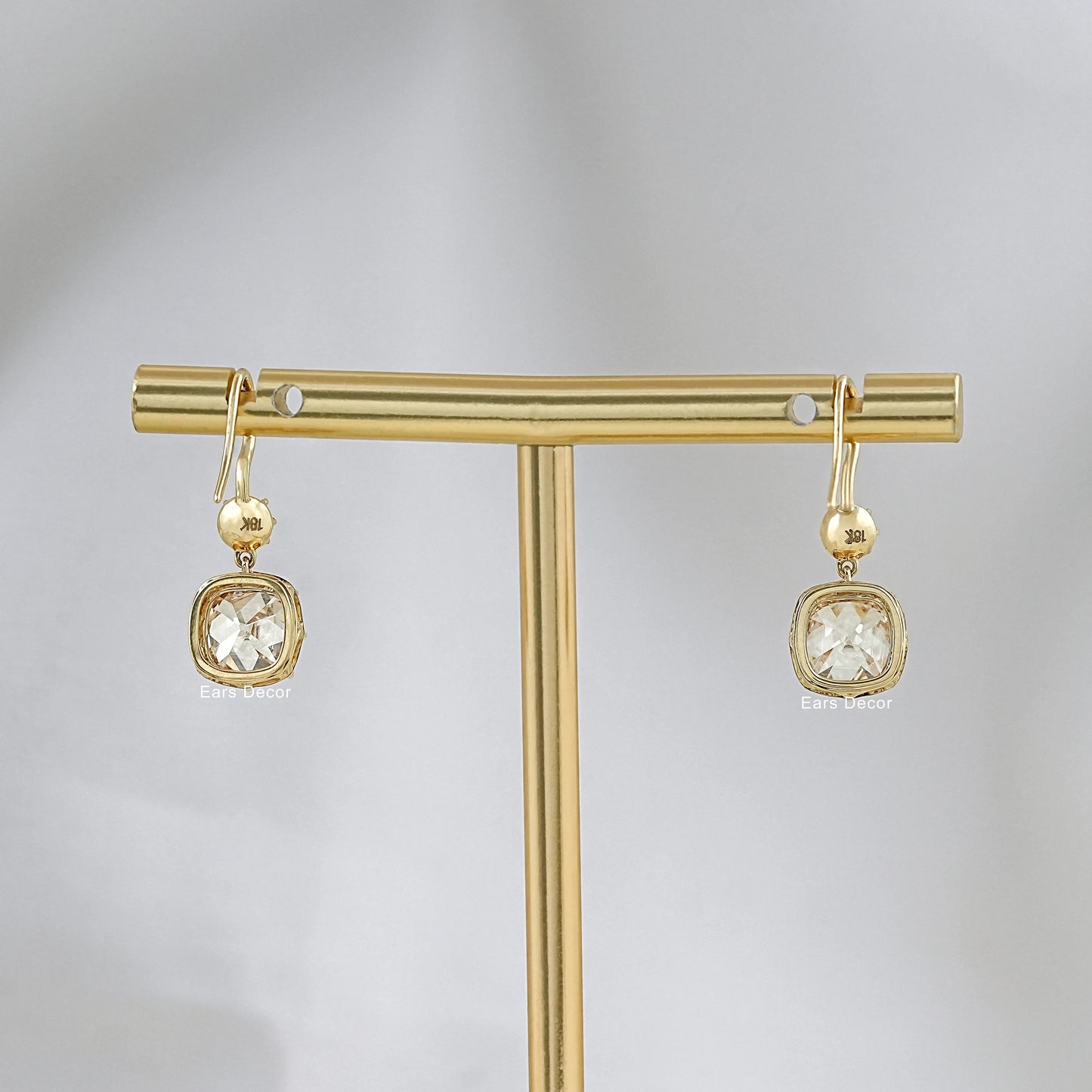 Old Mine Cut Diamond Dangle Drop Earring