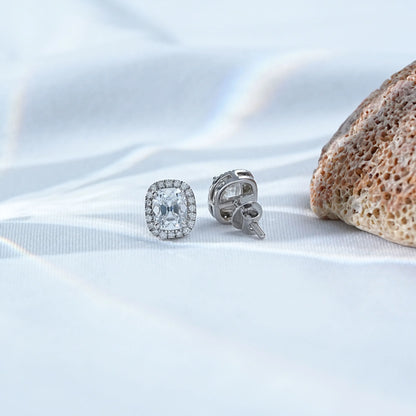 Old Mine Cushion Lab Diamond Halo Earrings