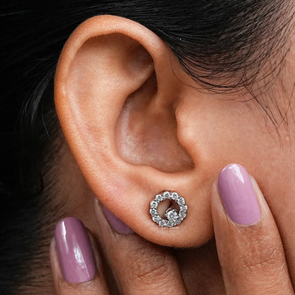 Open Circle Natural Round Stud Earrings
