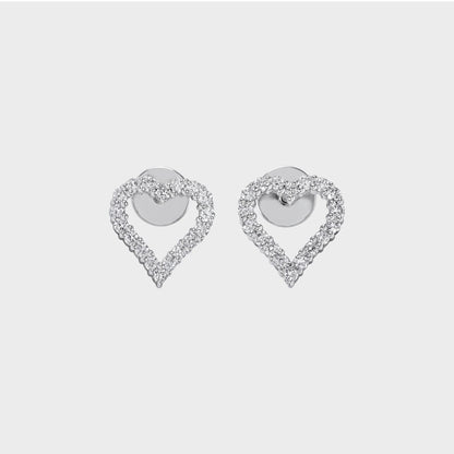 Open Heart Natural Round Diamond Stud Earring