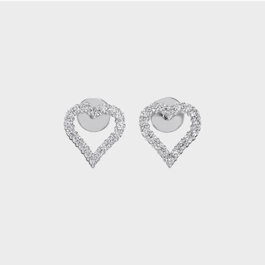 Open Heart Round Lab Diamond Stud Earring