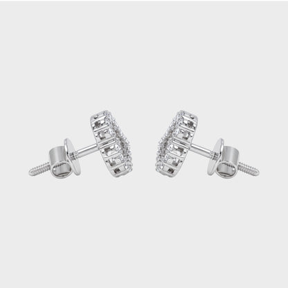 Open Heart Natural Round Diamond Stud Earring