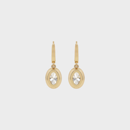 Bezel Set Oval Diamond Dangle Hoop Earrings