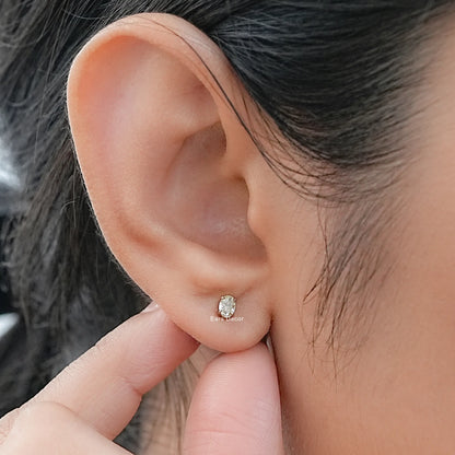Oval Cut Yellow Diamond Solitaire Stud Earring