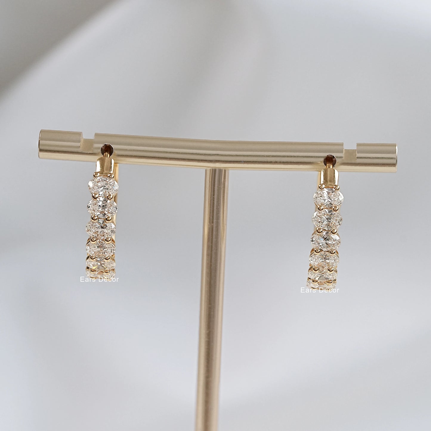 Oval Lab Diamond Huggie Hoop Earrings