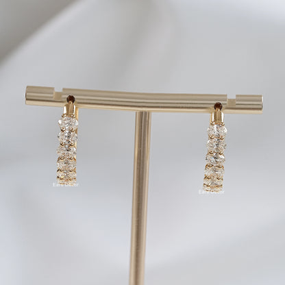 Oval Lab Diamond Huggie Hoop Earrings