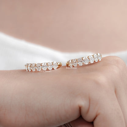 Oval Lab Diamond Huggie Hoop Earrings