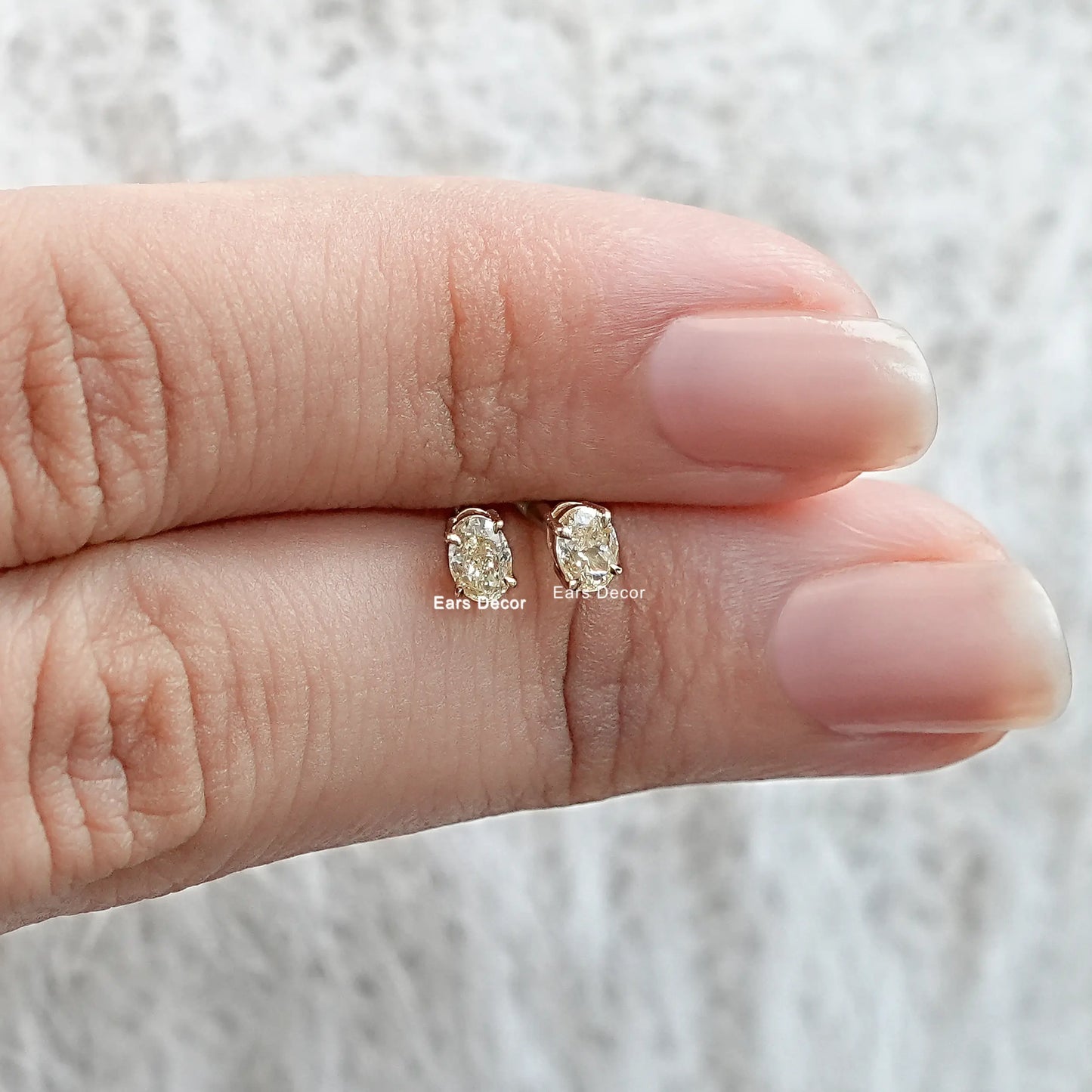 Oval Cut Yellow Diamond Solitaire Stud Earring