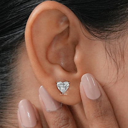 Heart Cut Lab Diamond Solitaire Stud Earrings