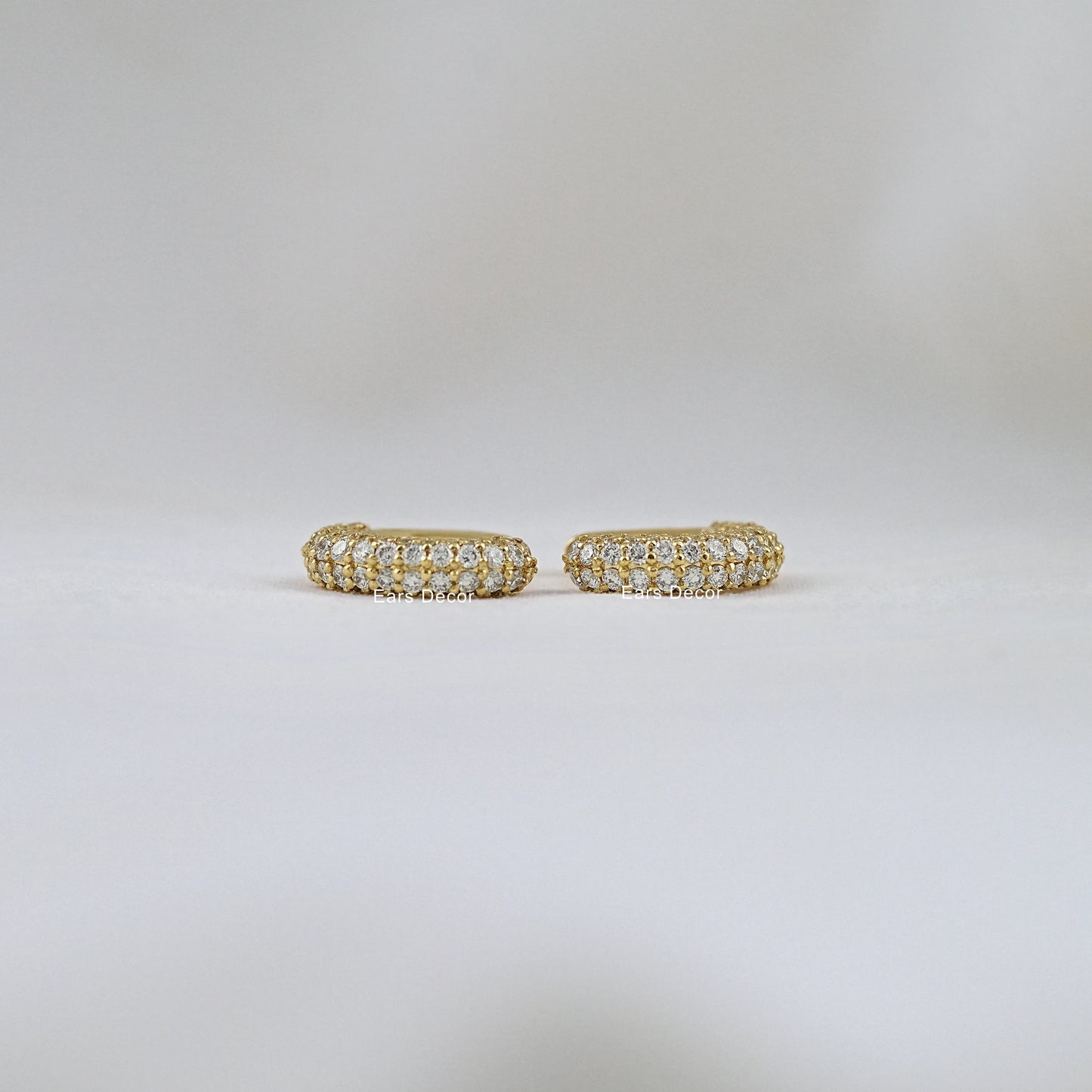 Round Diamond Pave Set Huggie Hoop Earring