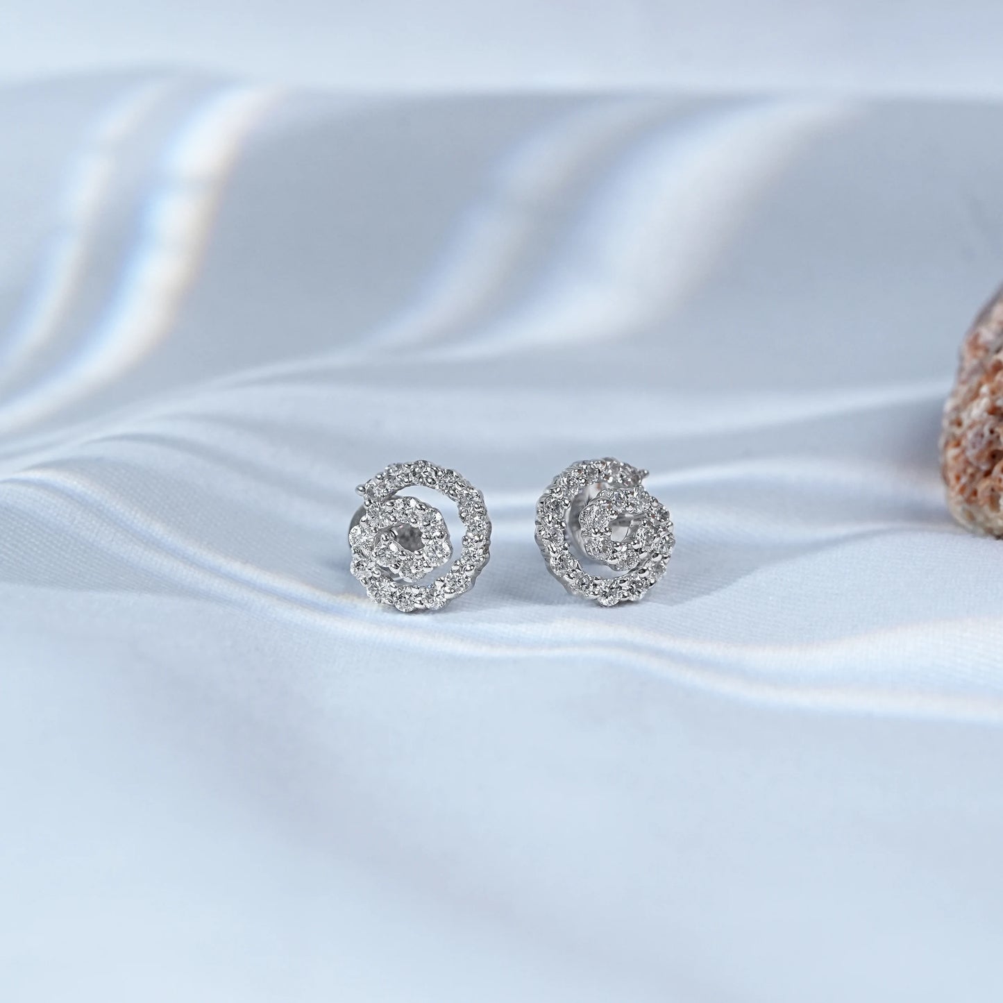 Round Cut Lab Grown Diamond Spiral Earrings