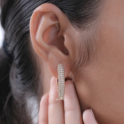 Pave Set Lab Diamond Hoop Earrings