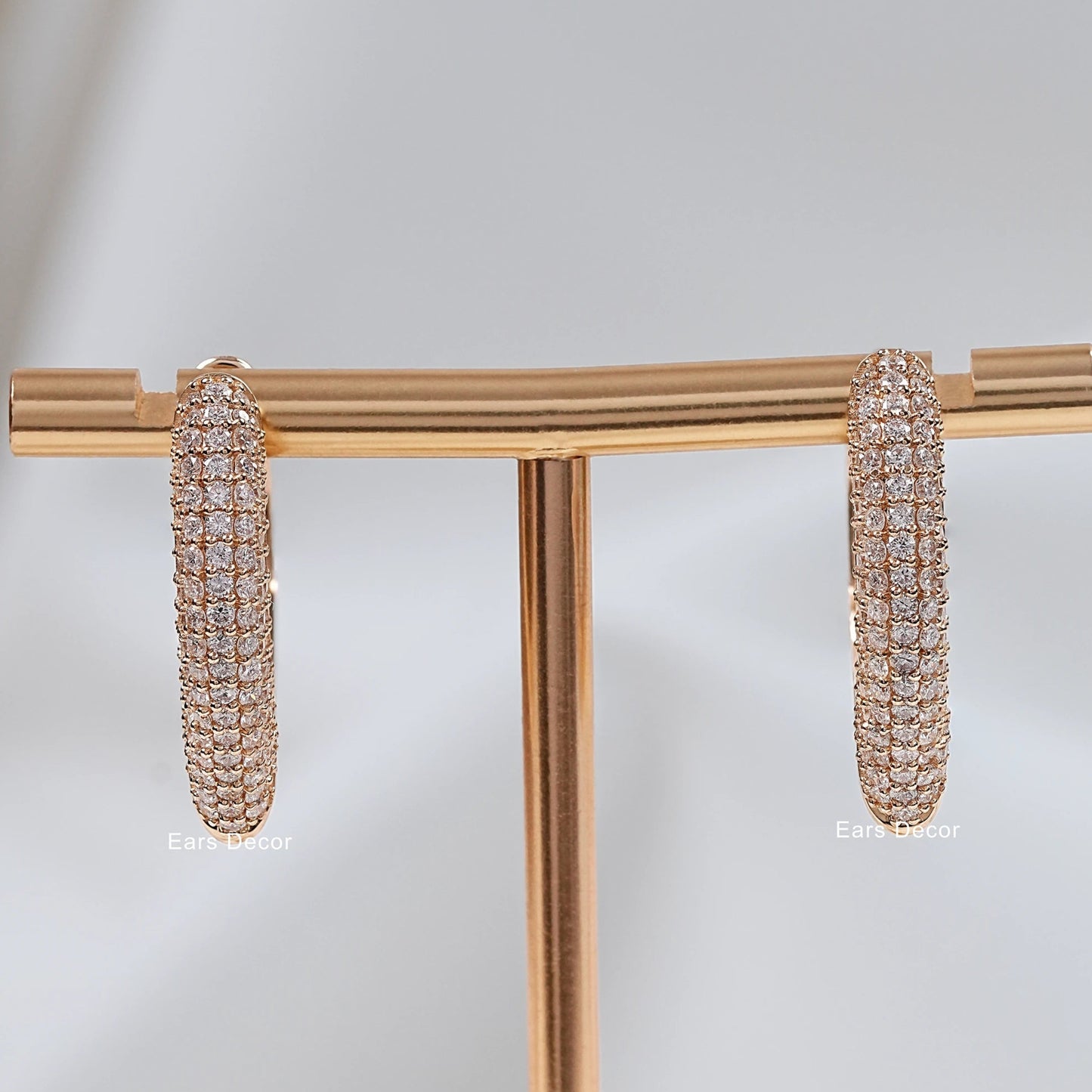 Pave Set Lab Diamond Hoop Earrings