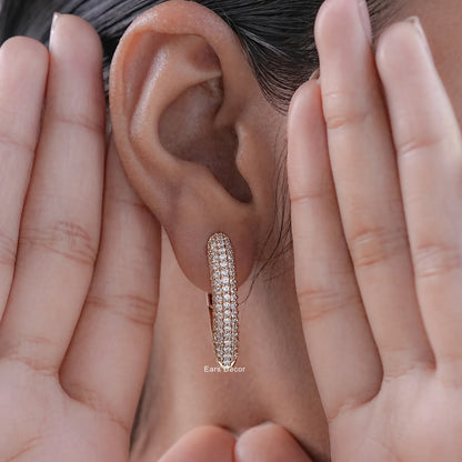 Pave Set Lab Diamond Hoop Earrings