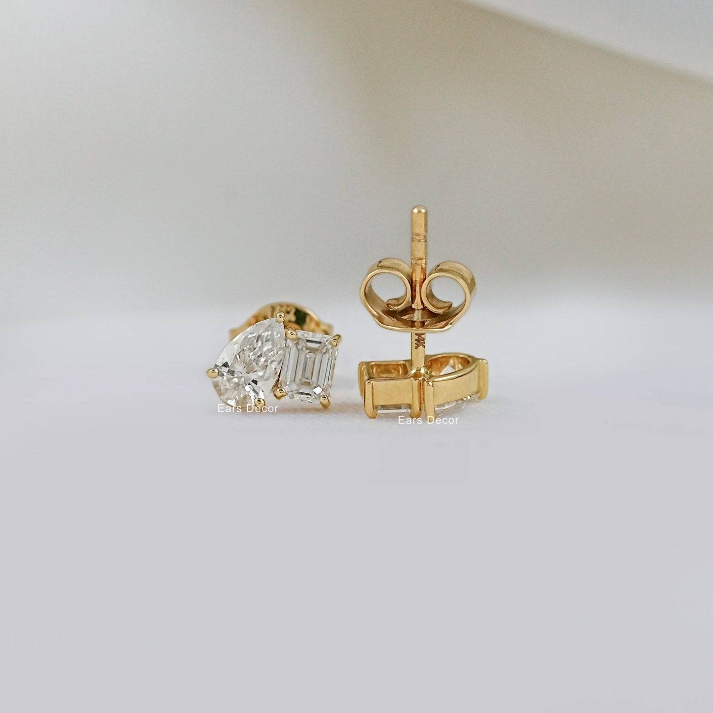 Two Stone Lab Grown Diamond Stud Earring
