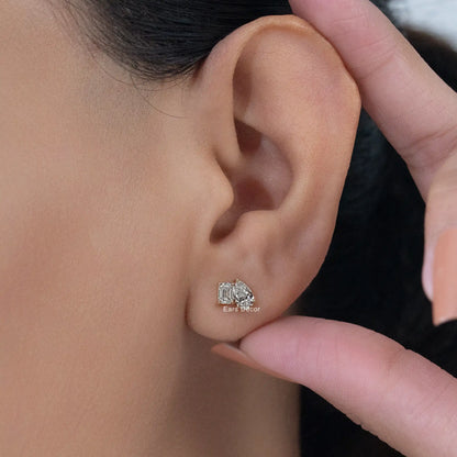 Two Stone Lab Grown Diamond Stud Earring