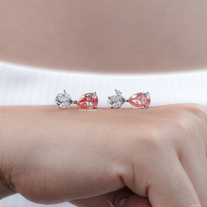 Pink Pear And Marquise Diamond Drop Earrings
