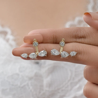 Pear Cut Diamond Ear Jacket Earring