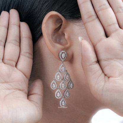 Pear Cut Lab Diamond Chandelier Drop Earrings